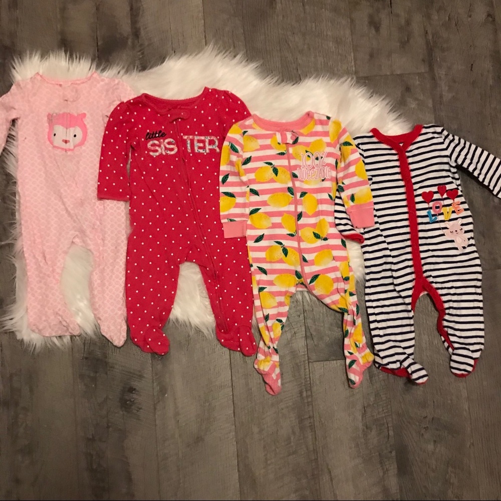 Bundle of baby girl footed sleepers 6-9 months lot